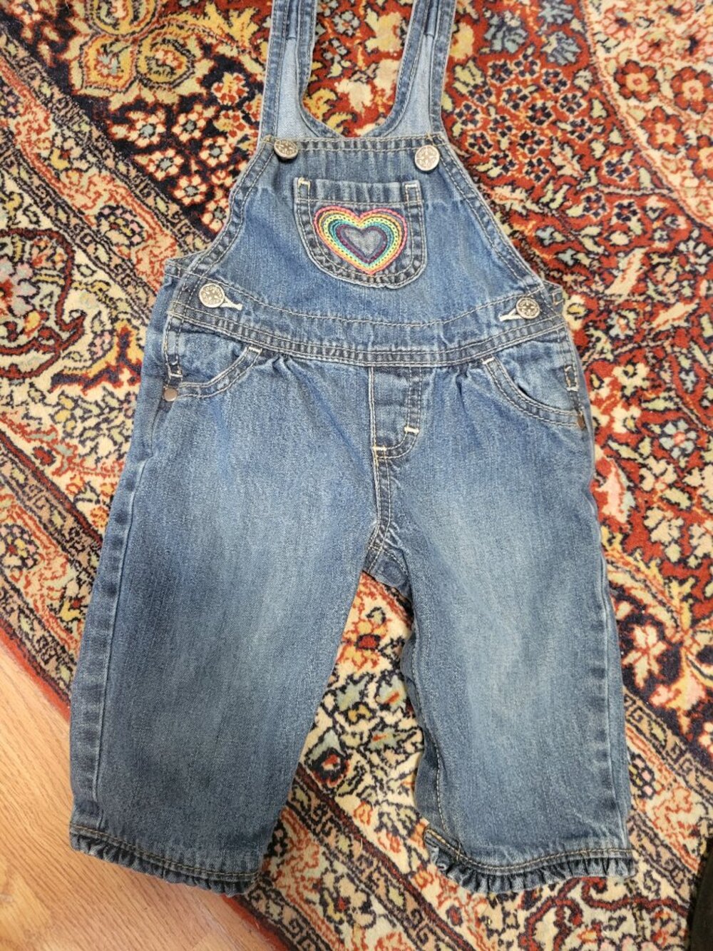 Vintage Oshkosh B-Gosh Rainbow Denim Overalls Size 6 MTHS